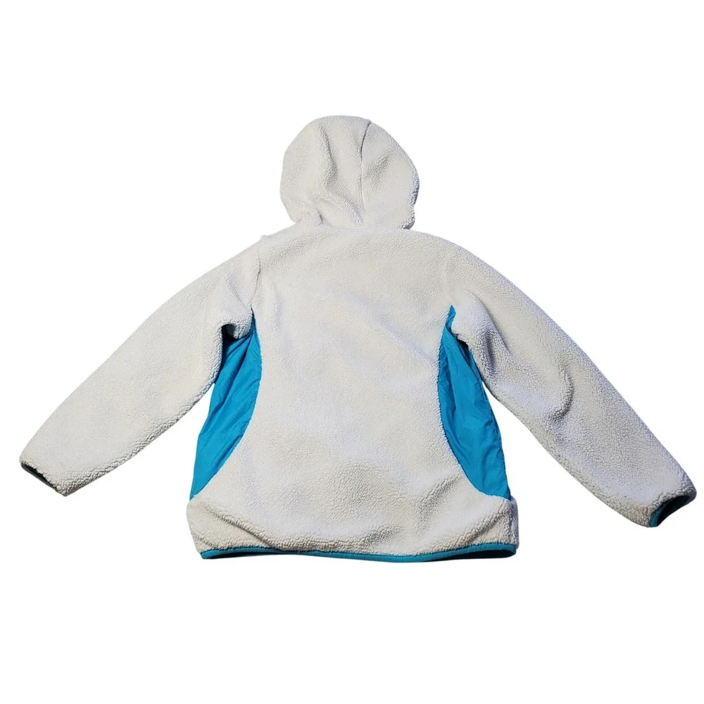 The North Face Girls Reversible Fleece Hooded Jacket Girls Large 14/16 Turquoise